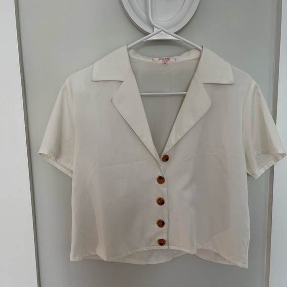 White Cropped Blouse - Size Small - Picture 2 of 2